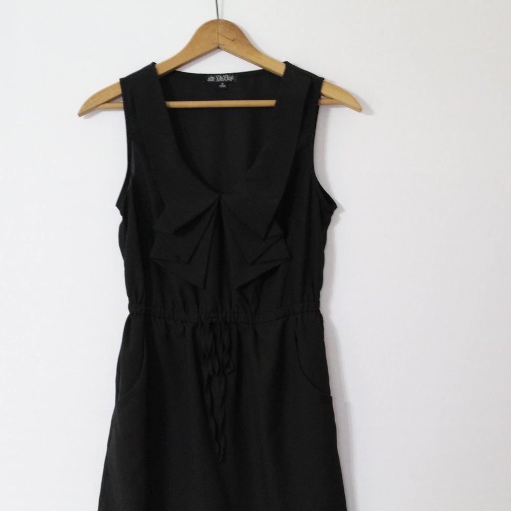 BeBop Women's Black Ruffle Dressy One Piece Pockets Size Small!
